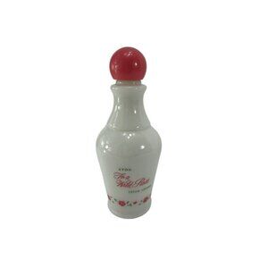 AVON To A Wild Rose Cream Lotion Empty Milk Glass Bottle VTG 70's 4oz Vessel